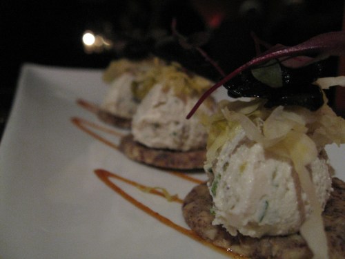 Hazelnut Crostinis with Crimini Mushrooms and Caper Bearnaise