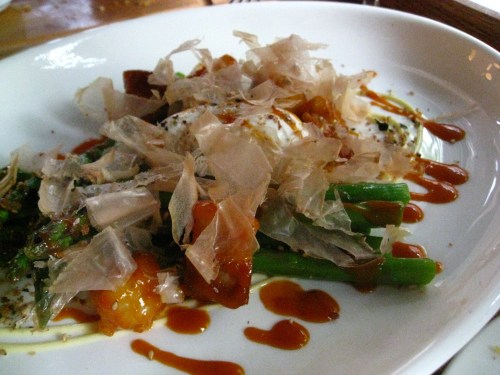 Asparagus Okonomiyaki and a Poached Egg
