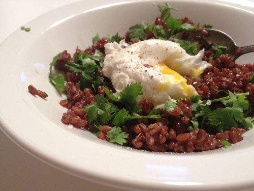 Poached Egg Over Bhutanese Red Rice
