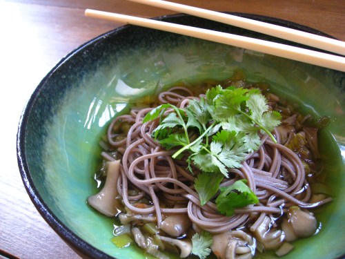 Japanese Soba with Mushroom Broth
