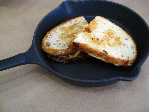 French Onion "Soup" Grilled and Fig-Smoke Gouda Grilled Cheese Halves