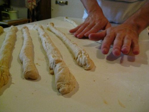 Roll and rest the pretzel dough