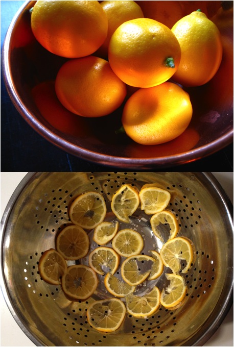 Thinly slice, sprinkle with coarse salt and let drain to remove some moisture.