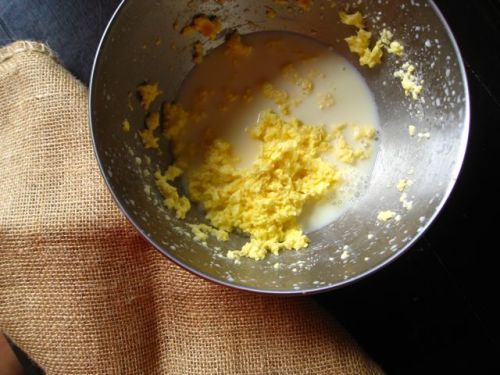 Beat cream until it separates and looks like this