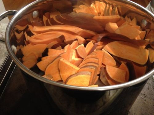 Sliced and ready to parboil